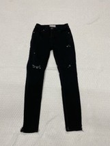 Free People Black Distressed Holes Denim Moto Skinny Leg Pants Size 24 - $16.57