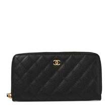 Caviar Quilted Large Gusset Zip Around Wallet Black - £1,706.62 GBP