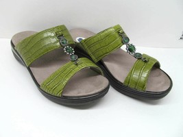 Dr. Comfort SHARON Green Croc Embossed Jewel T-Strap Slide Sandals Size ... - £46.40 GBP