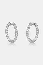 Inlaid Zircon 925 Sterling Silver Huggie Earrings - £16.42 GBP