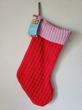 Lego Collection x Target Christmas Stocking Knitted Pink Red 20&quot; Textured - £13.31 GBP