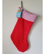 Lego Collection x Target Christmas Stocking Knitted Pink Red 20&quot; Textured - £14.00 GBP