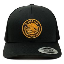 Trendy Apparel Shop Tijuana Mexico Patch 6 Panel Trucker Mesh Cap - Black - Gold - £20.03 GBP