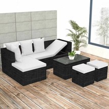 Outdoor Backyard Patio 4 Piece Poly Rattan Furniture Sofa Set With Cushions - £338.69 GBP+