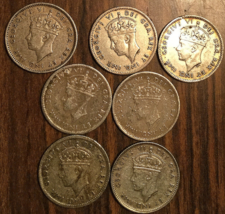 1938 1940 1941 1942 1943 1944 1945 LOT OF 7 NEWFOUNDLAND SILVER 5 CENTS ... - $36.49