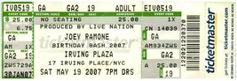 Joey Ramone Geburtstag Bash Ticket, Stumpf Kann 19 2007 Irving Plaza New York - £20.17 GBP