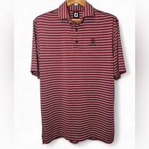 Foot Joy Men Medium Red White Black Stripe Short Sleeve Collar Golf Silk... - $18.51