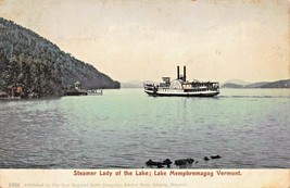 LAKE MEMPHREMAGOG VERMONT~STEAMER SHIP LADY OF THE LAKE~1900s POSTCARD - £3.28 GBP