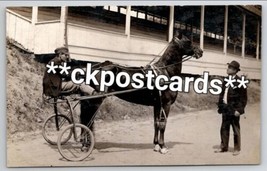 Lisbon OH RPPC Trotter Horse &amp; Jockey on Sulky Owner At Fair Ground Postcard G33 - $74.95