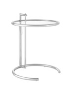 Side End Table Silver Chromed Steel Tempered Glass Top Adjust Ht Eilee-n... - $276.27 CAD