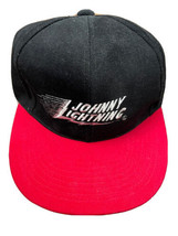Johnny Lightning Logo SnapBack baseball hat Black Red Bill Adjustable Ba... - $16.99