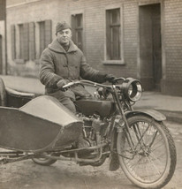 WWI Harley Davidson Motorcycle US Army Soldier Rppc Real Photo Postcard - £58.88 GBP