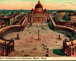 Vtg Postcard 1910 St. Peter&#39;s Cathederal Rome Italy - Guntown MS Cancel - $5.38