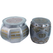 2 Antique Chinese Republic Period Pewter Mixed Metal Tea Caddies - £153.32 GBP