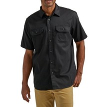 Wrangler Men&#39;s Short Sleeve Woven Shirt Jet Black Double Pockets Large - $18.99