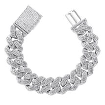 18m Miami Big Box Clasp Cuban Bracelet Prong Setting Iced Out Cubic Zirconia Bra - £93.60 GBP