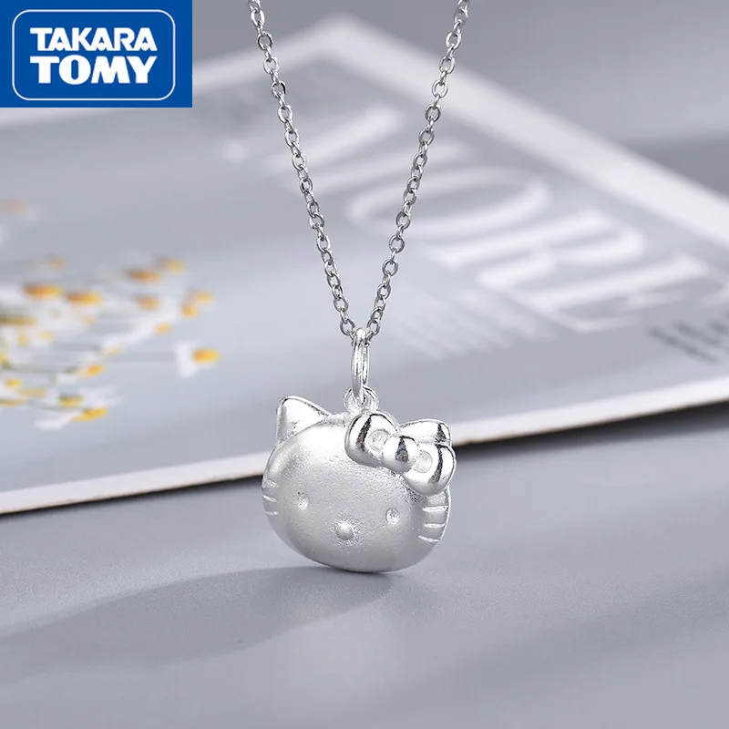 TAKARA TOMY Hello Kitty 925 Silver Necklace Ladies Sandblasting Elegant Sweet - £12.74 GBP+