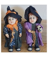 K&#39;s Collection Porcelain Witch Children Dolls Skull Crow Hat Cute See Pi... - $217.34 MXN