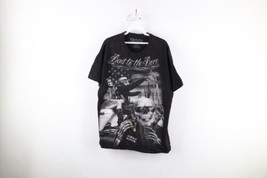 Streetwear Mens Large Faded Pinup Girl Skull Skeleton Motorcycle T-Shirt Black - £27.57 GBP