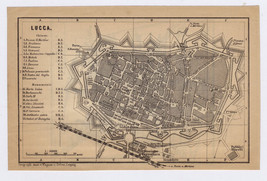 1899 Original Antique City Map Of Lucca / Verso Pistoia / Tuscany / Italy - £21.17 GBP