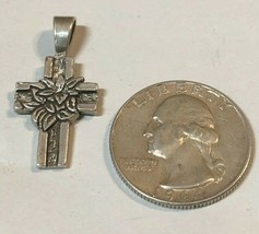 Flower Cross Collectible Sterling Silver .925 Bracelet Charm Dangle - £15.07 GBP