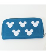 Mickey Mouse Aqua Wallet 7.75&quot; x 4.25&quot; Holds 12 Credit Cards &amp; Zipper Pouch - $26.23