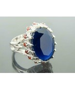 925 Sterling Silver Natural Certified 9 Ct Blue Sapphire Valentine Mens ... - £150.31 GBP