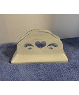 Blue &amp; White Heart Pottery Napkin Holder Signed Cathi - £3.96 GBP