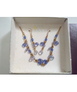 Madison  Max jewelry set earrings and necklace blue light weight new old... - £15.66 GBP