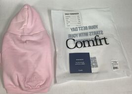 Comfrt Powder Pink Hoodie Warm Fleece Cotton Blend Minimalist Paw - Medium - $9.90