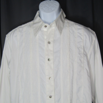 Robert Graham Button Tuxedo Shirt Men&#39;s Large White Long Sleeve Embroidered - £25.92 GBP