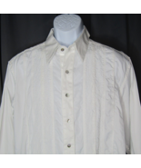 Robert Graham Button Tuxedo Shirt Men&#39;s Large White Long Sleeve Embroidered - £26.59 GBP