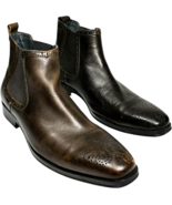 Tallia Samuele Chocolate Brown Medallion Toe Leather Chukka Boots Men Si... - $58.92 CAD