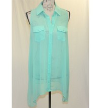 BCBGMAXAZRIA Women&#39;s Seafoam Sleeveless Button Up Tunic Blouse Top size S - $23.19