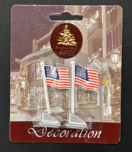 Enchanted Forest Christmas Village Mini Metal American Flag - Set of 2 - £7.77 GBP