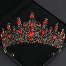 Wicked Silk Prom, Quinceanera Jeweled Crown Tiara Headband - Black Red - $20.00