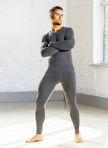Men&#39;s Underwear Thermal Pants Long Made In Europe Lux Cotton Gray L Xl 2XL - £50.01 GBP