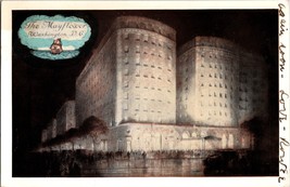 Vtg Postcard, The Mayflower at night, Washington D.C. Postmarked 1953 - £4.57 GBP