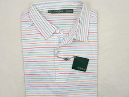 NEW! NWT! Bobby Jones Fine Cotton Golf (Polo) Shirt!  XL White Colorful Stripes - £40.20 GBP