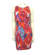 Belle Badgley Mischka Ikat Sheath Dress 6 Multicolor geometric orange Be... - $29.65