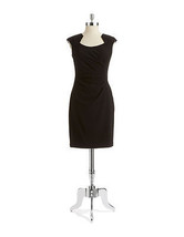 New Calvin Klein 10 Womens Sheath Dress Black Work Date Ruched Waist Cap... - $132.66