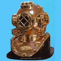 Famous Mark V MkV Replica Copper and Brass Helmet with Base Scuba Dive Diving Di - £286.96 GBP