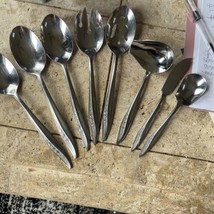 8 Sears Roebuck Rose Texture Fashion Hostess Set Spoons, Ladle, Jelly, Butter - £29.27 GBP