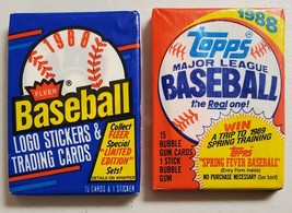 1988 Topps &amp; Fleer Baseball Lot of 2 (Two) Sealed Unopened Packs-** - £10.89 GBP