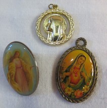 Vtg Religious Holy Epoxy Pin/ Pendant/ Medallion Virgin Mary Angel Lot of 3 - £12.17 GBP