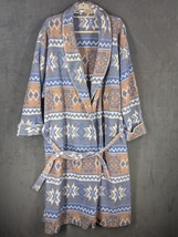 Vintage Vanity Fair Blue Aztec Long Robe Fleece Belted Southwestern - $18.69