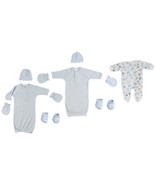 Preemie Boys Gowns, Sleep-n-play, Caps, Mittens And Booties - 8 Pc Set - £25.28 GBP