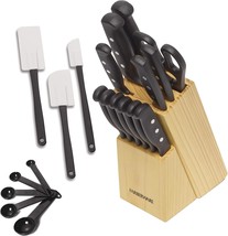 Black 22-Piece Knife Block And Tool Set With Triple Rivets Made Of High-... - £29.75 GBP