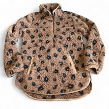 Abercrombie &amp; Fitch Women’s 1/4 Zip Sherpa Sweater Sz S Leopard Print So... - $19.75
