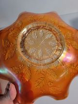 Fenton Marigold Amber Ruffled Top Bowl Holly Pattern Carnival Glass image 5